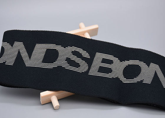 গার্মেন্টসের জন্য ডাবল সাইডেড 100% কটন ইলাস্টিক ব্যান্ড প্রিন্টেড সিলিকন লোগো