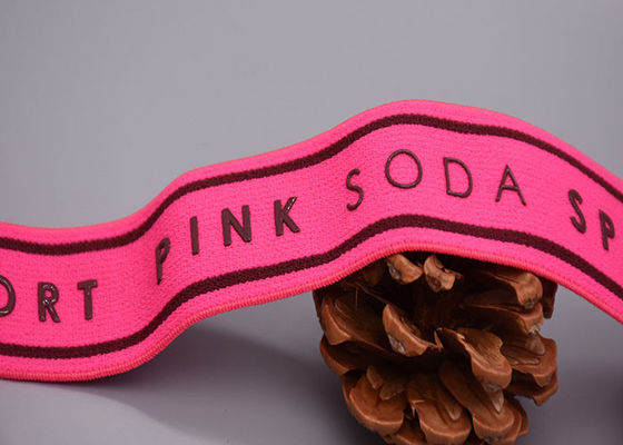 কাস্টম সিলিকন লোগো মুদ্রিত সহ ধোয়া যায় এমন গার্মেন্ট লেবেল পলিয়েস্টার ইলাস্টিক ব্যান্ড