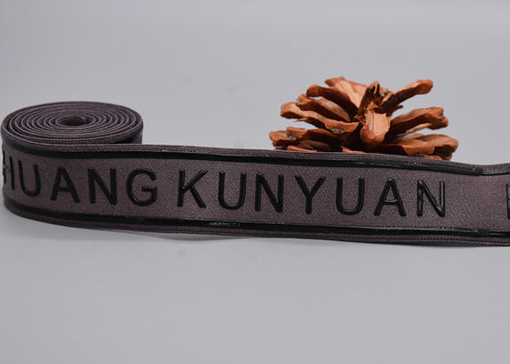 গার্মেন্টস কাস্টম প্রিন্টেড চকচকে সিলিকন লোগো সহ নন স্লিপ ইলাস্টিক ব্যান্ড ব্যবহার করুন