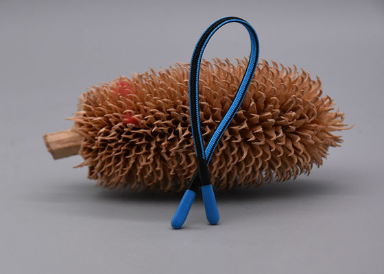 পোশাক 10cm লম্বা দড়ি কাস্টম ড্রস্ট্রিং কর্ড উভয় প্রান্তে চকচকে সিলিকন ফোঁটাচ্ছে